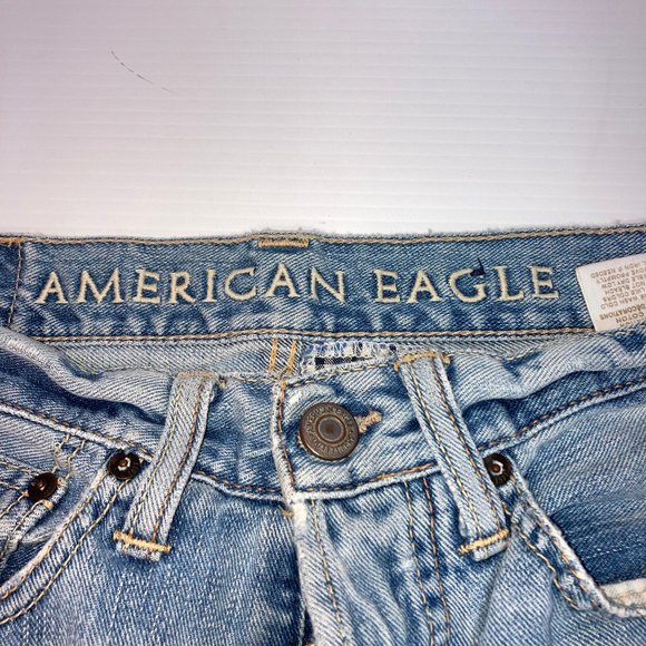 American Eagle Distressed Patched Bootcut Jeans Size29x28 - Picture 9 of 11